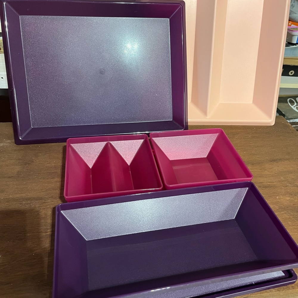New Tupperware Get Together serving buffet tray set charcuterie purple pink
